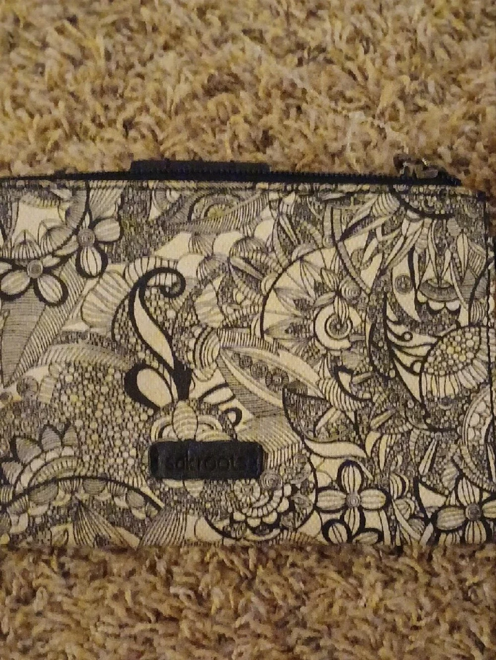 Sakroots Black and Cream Floral Zip Wallet